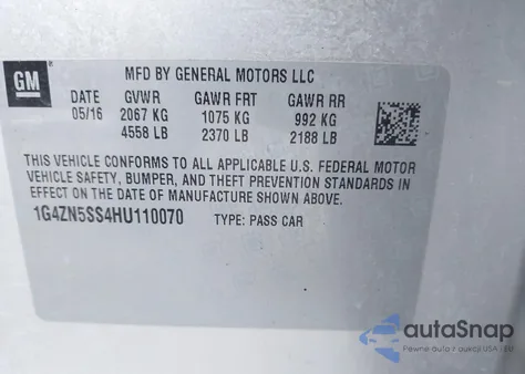 2017 Buick Lacrosse Preferred из США, поврежденный, VIN 1G4ZN5SS4HU110070